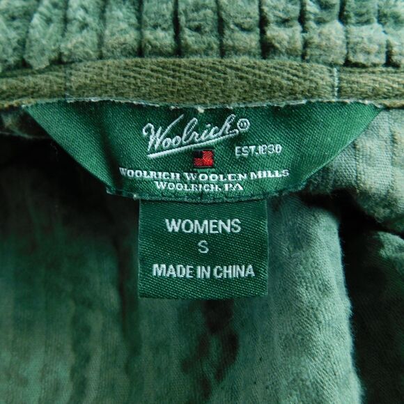 Woolrich Jacket Coat Womens Small Green Cotton Wide-Welt Corduroy Zip Fall EUC - Picture 3 of 13
